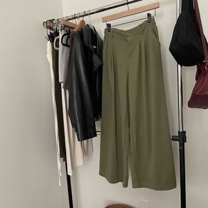 Green Textured Trousers